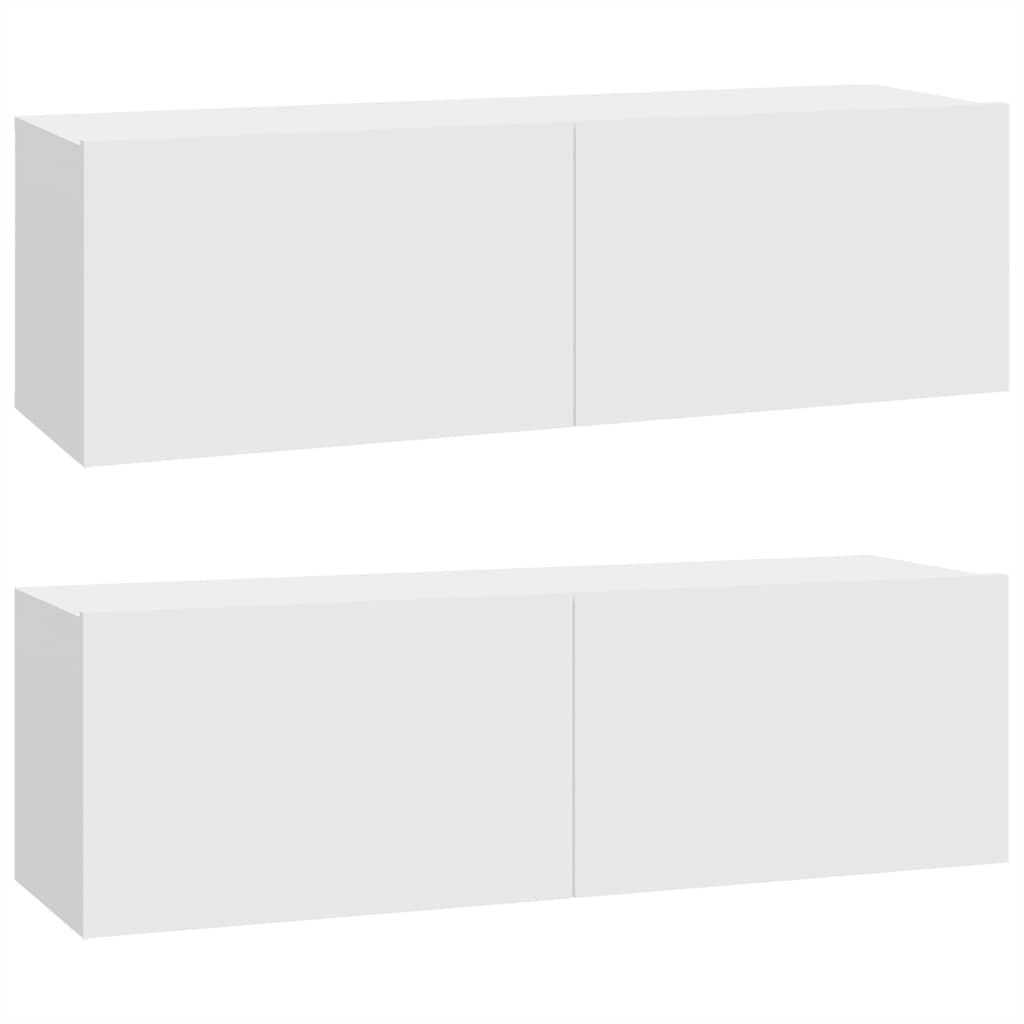 Zidni TV ormarići 2 kom bijeli 100x30x30 cm konstruirano drvo