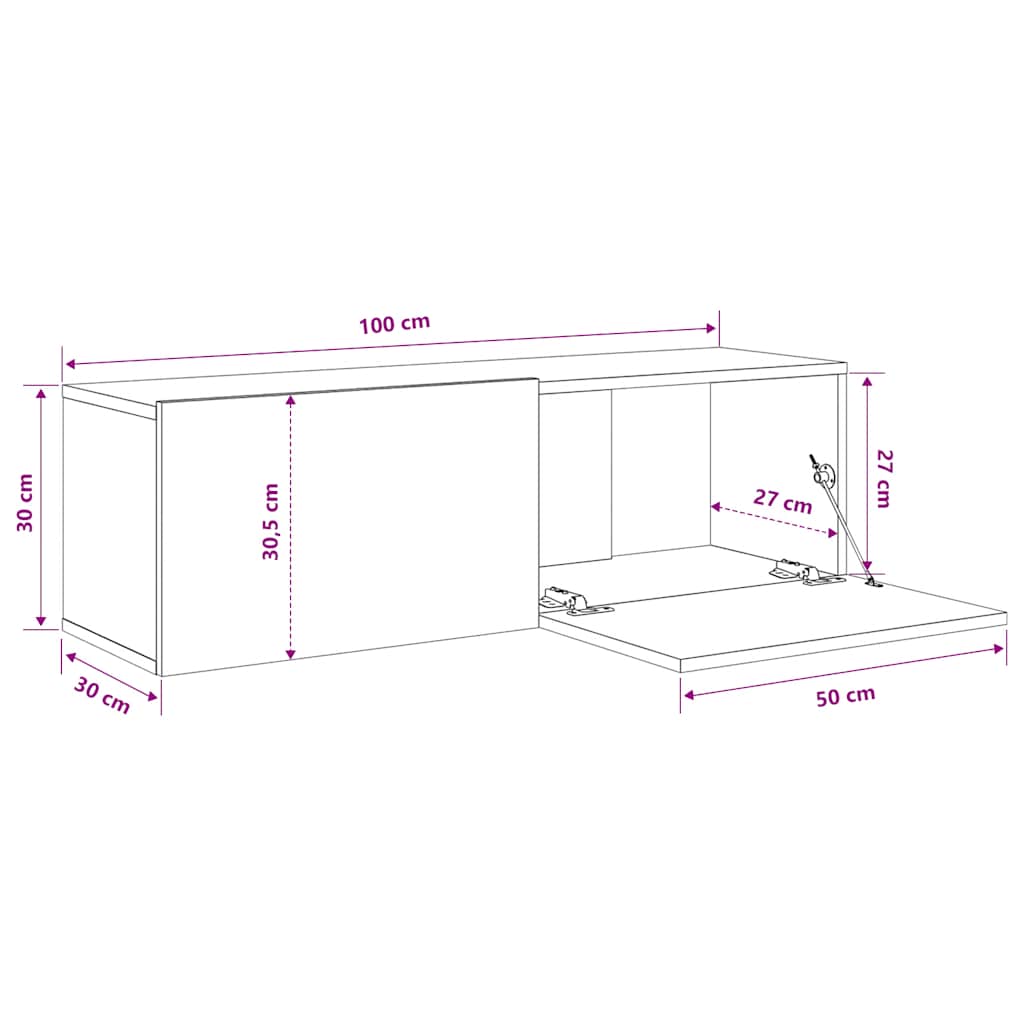 Zidni TV ormarići 2 kom bijeli 100x30x30 cm konstruirano drvo