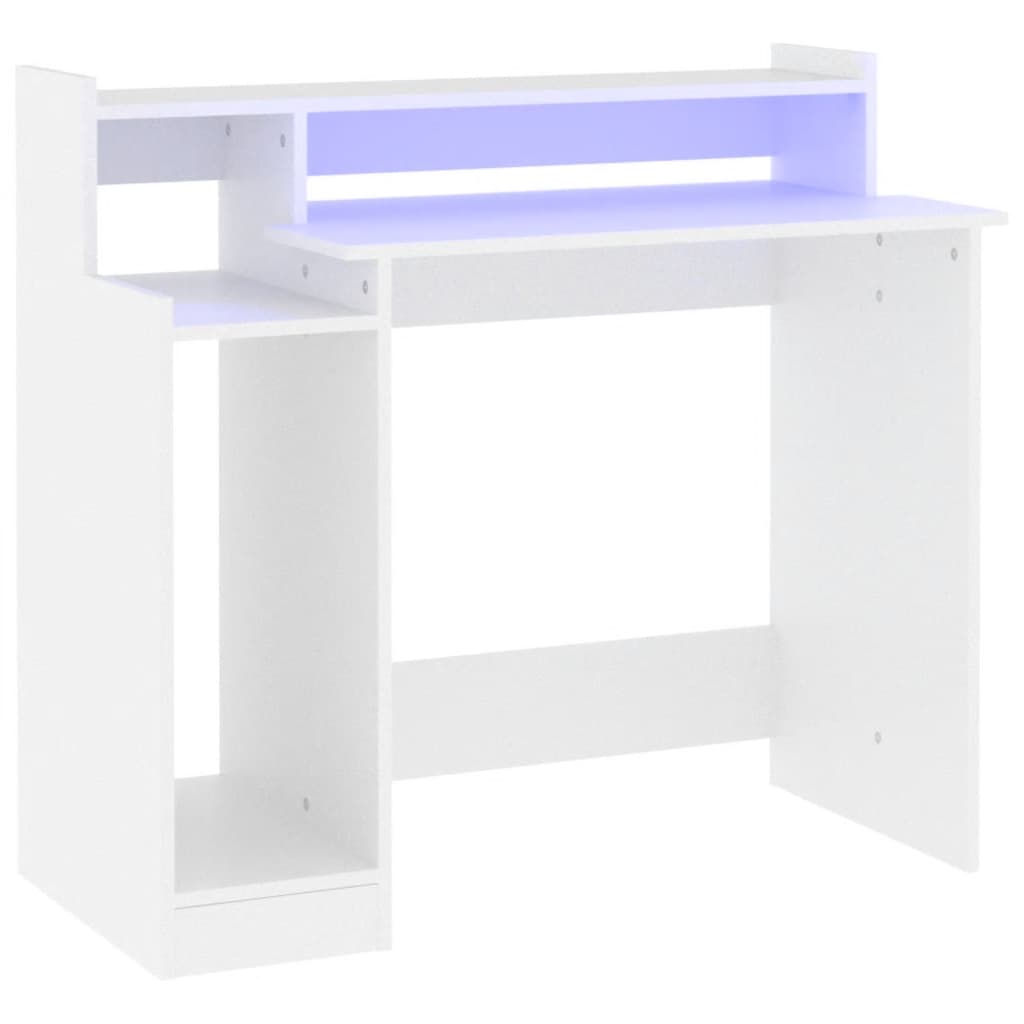 Radni stol s LED svjetlima bijeli 97x45x90 cm konstruirano drvo