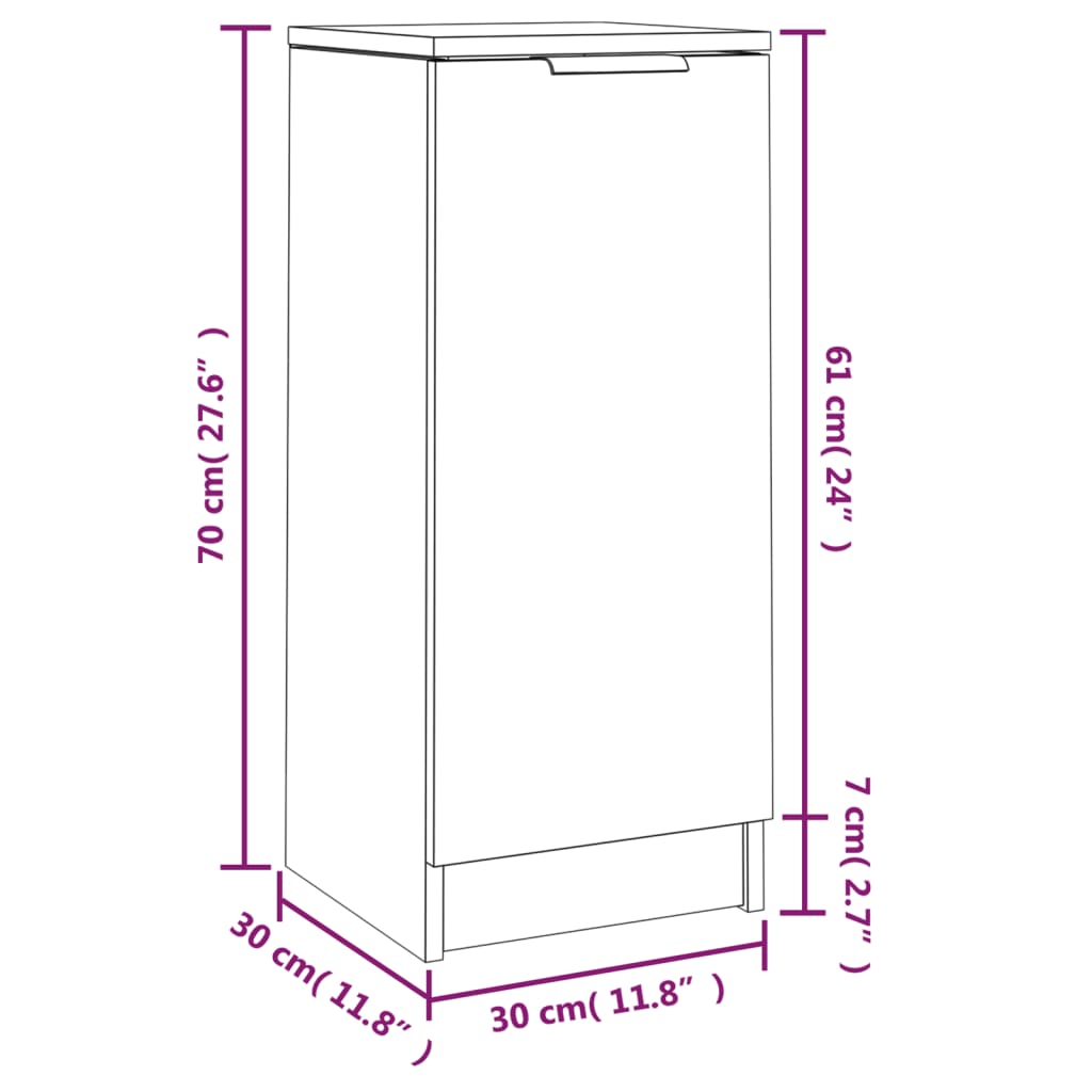 Komode 2 kom crne 30 x 30 x 70 cm od konstruiranog drva