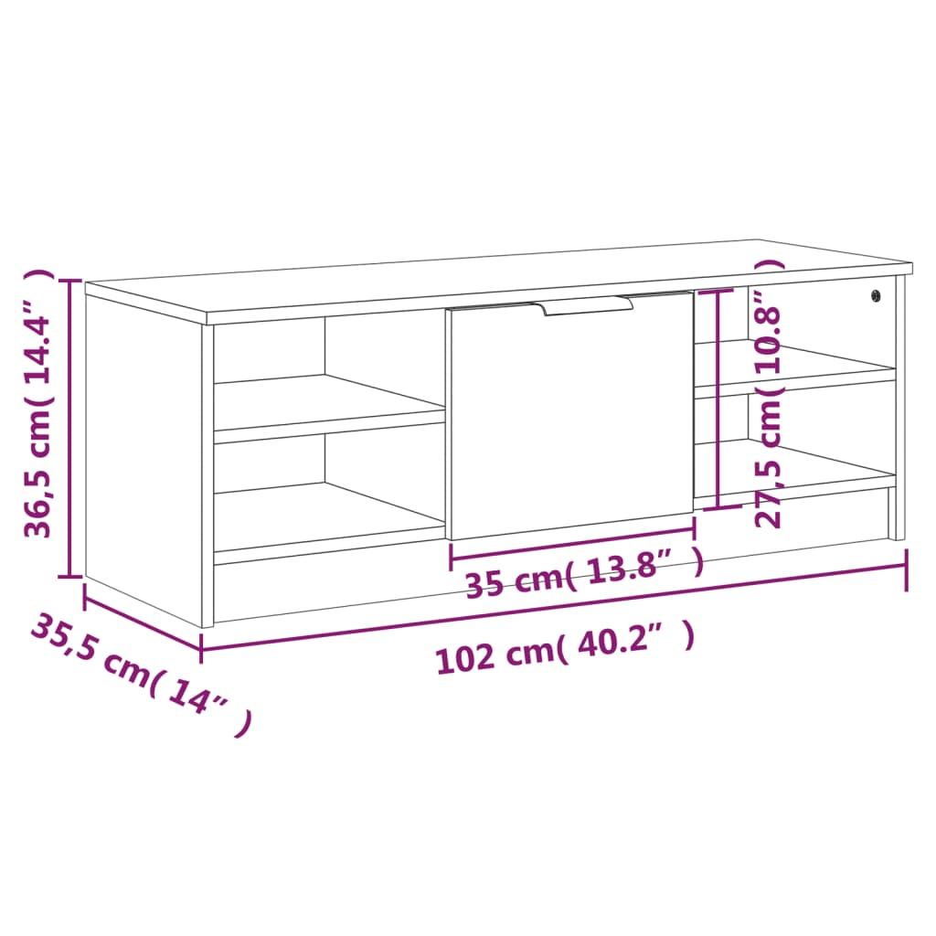 TV ormarić boja betona 102x35,5x36,5 cm konstruirano drvo