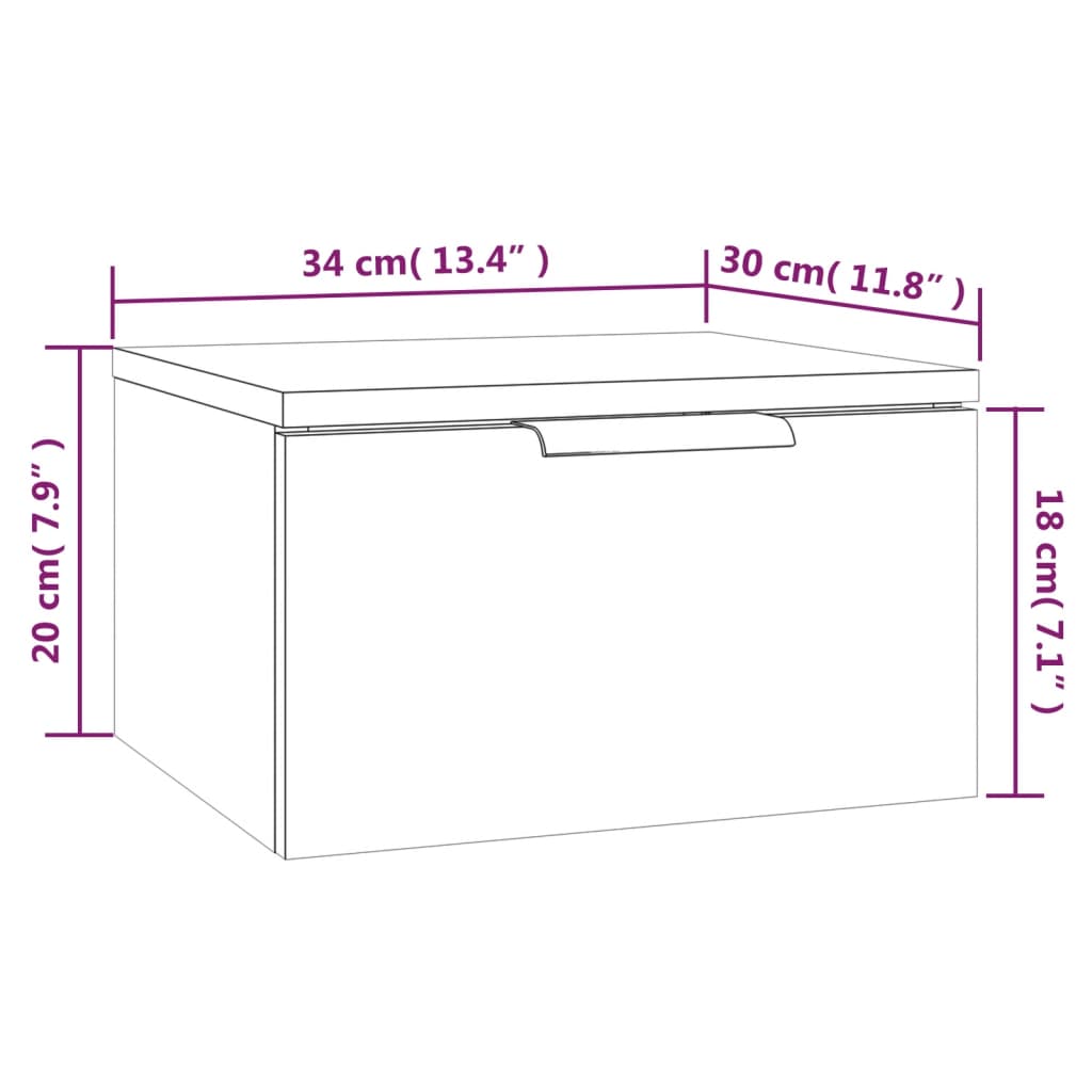 Zidni noćni ormarići 2 kom boja hrasta sonome 34 x 30 x 20 cm