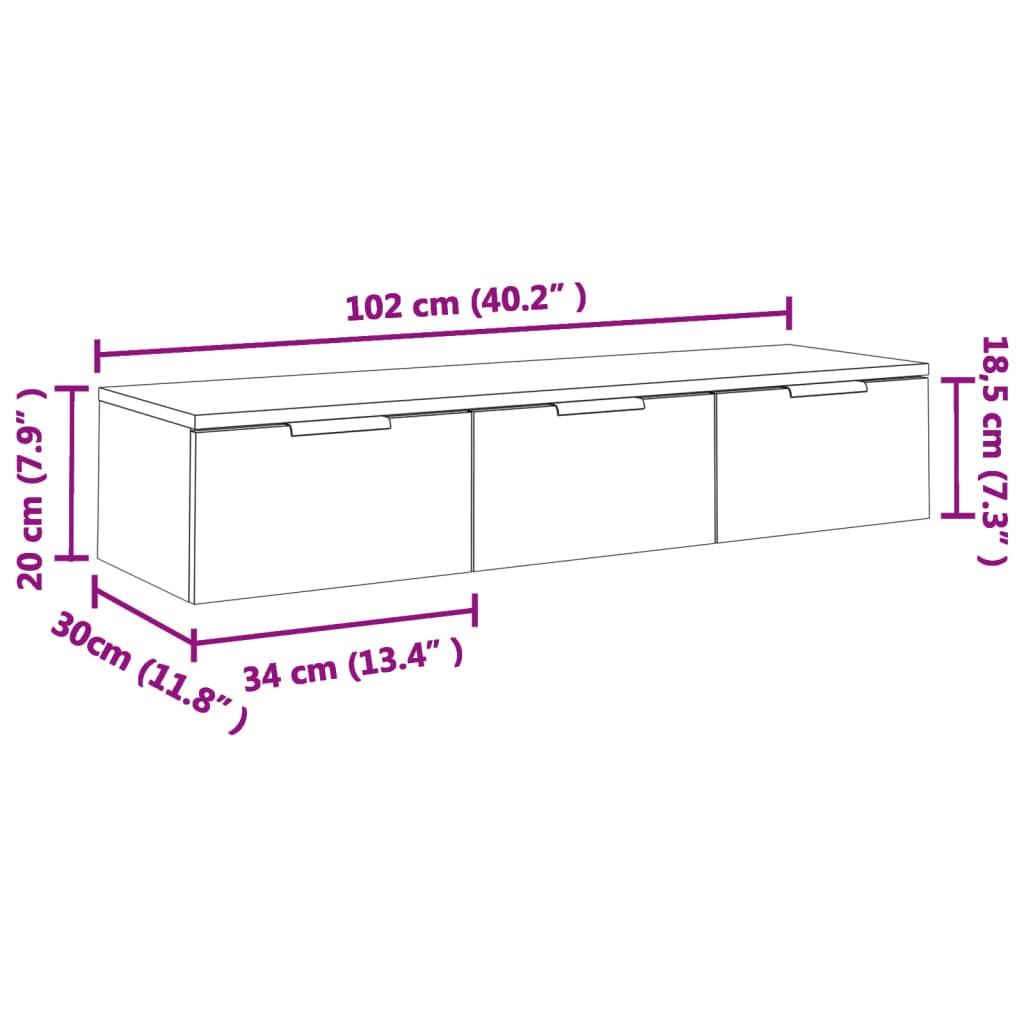Zidni ormarić bijeli 102 x 30 x 20 cm od konstruiranog drva