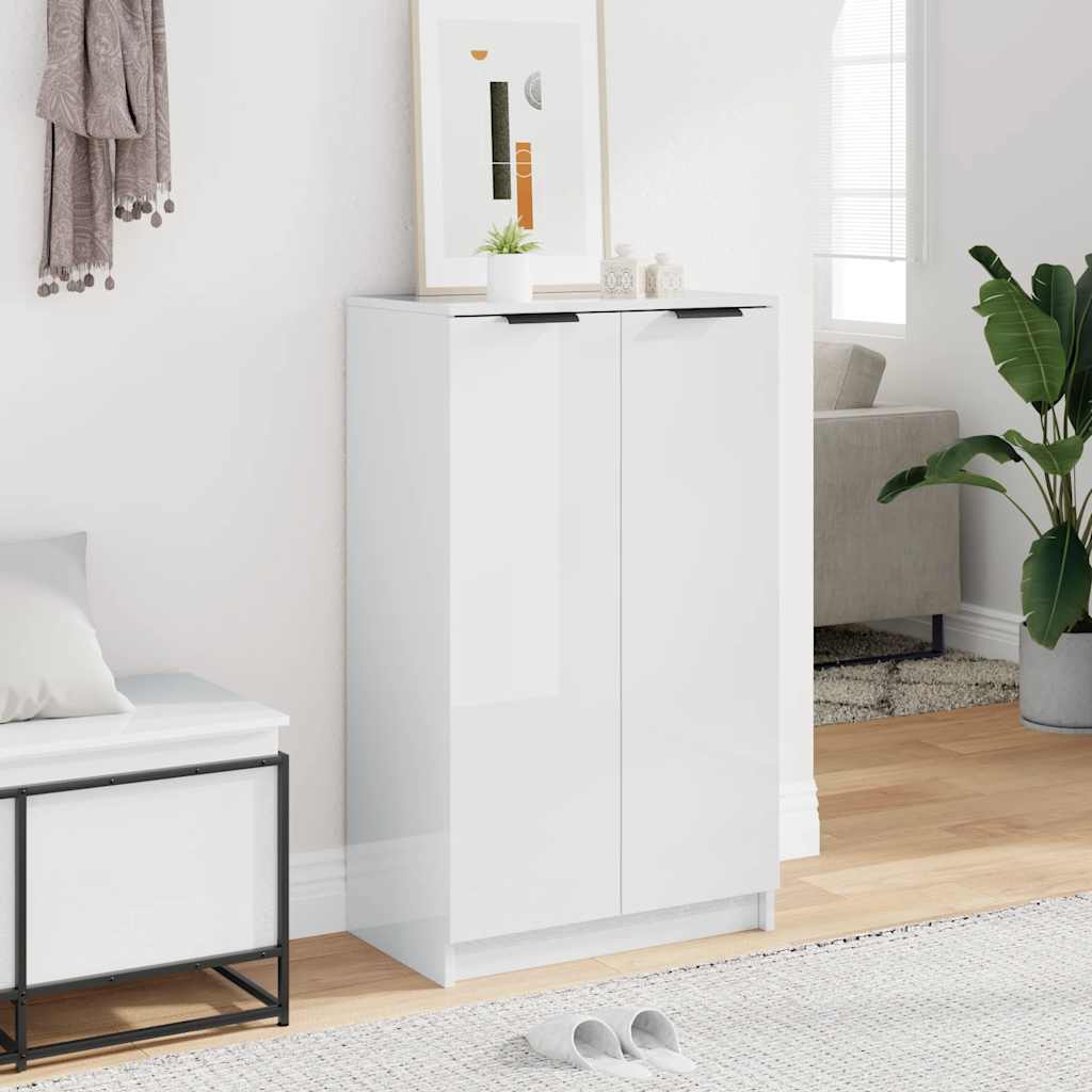 Ormarić za cipele sjajni bijeli 59x35x100,5 cm konstruirano drvo