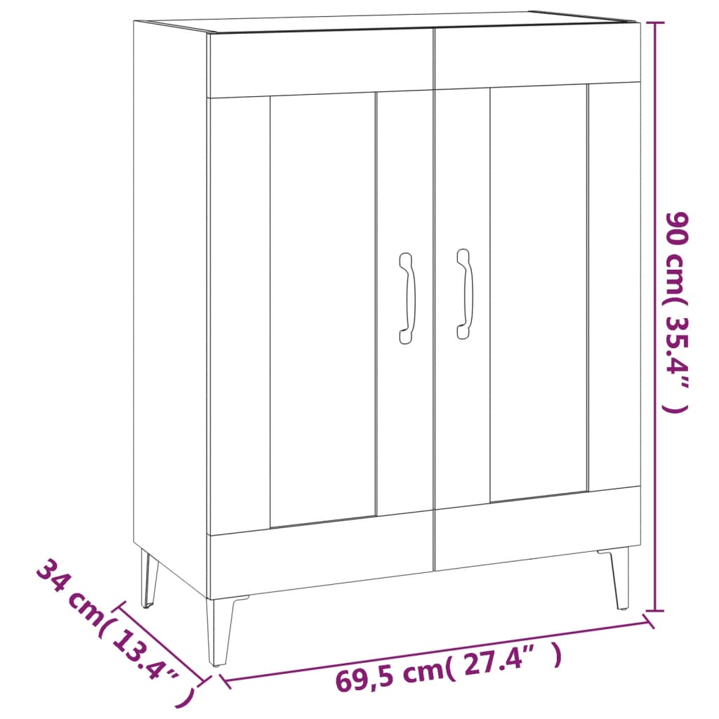 Komoda siva boja betona 69,5 x 34 x 90 cm od konstruiranog drva