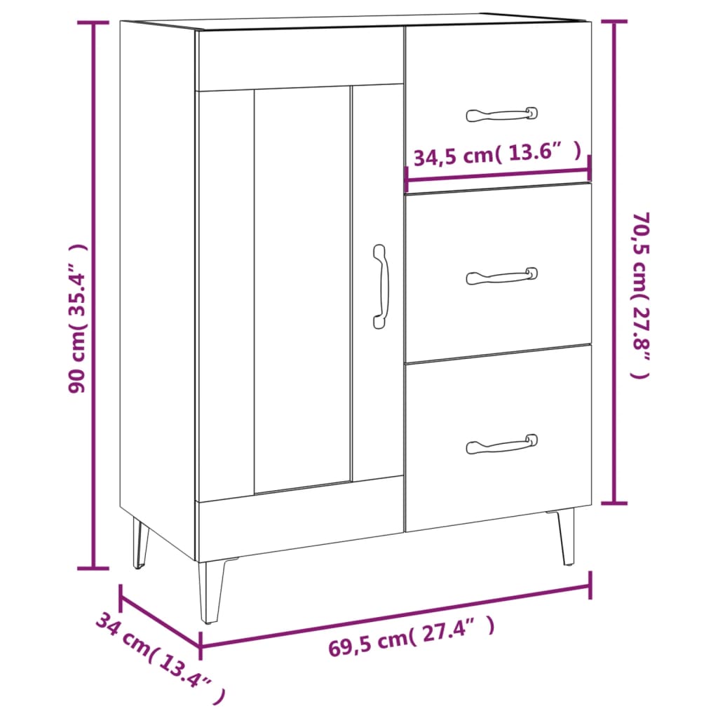 Komoda boja hrasta sonome 69,5x34x90 cm od konstruiranog drva