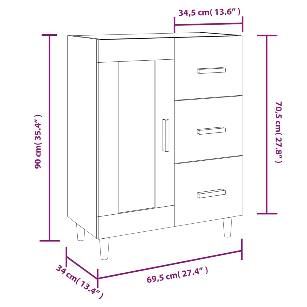 Komoda boja hrasta sonome 69,5x34x90 cm od konstruiranog drva
