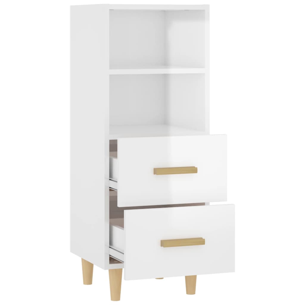 Komoda sjajna bijela 34,5x34x90 cm od konstruiranog drva