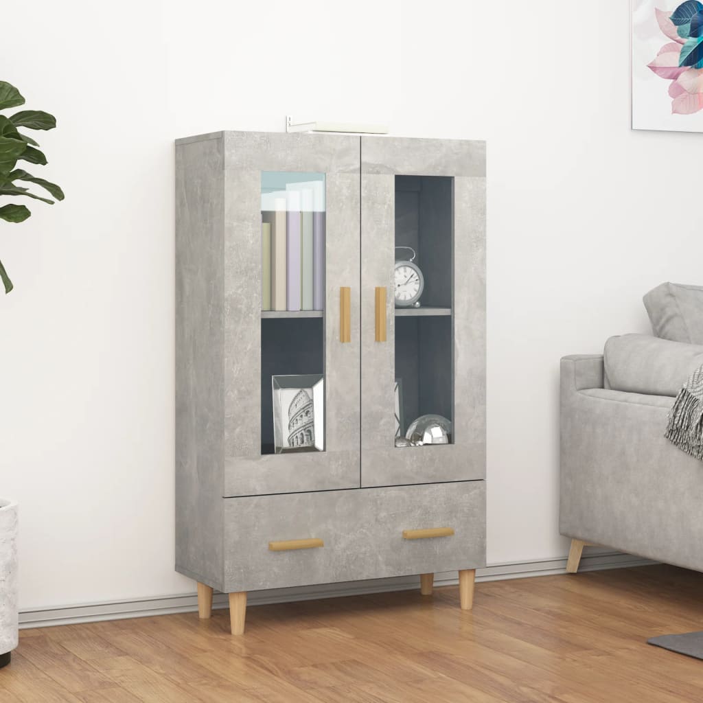 Visoka komoda siva boja betona 70x31x115 cm konstruirano drvo