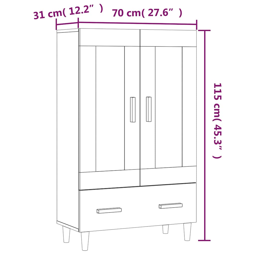 Visoka komoda crna 70 x 31 x 115 cm od konstruiranog drva