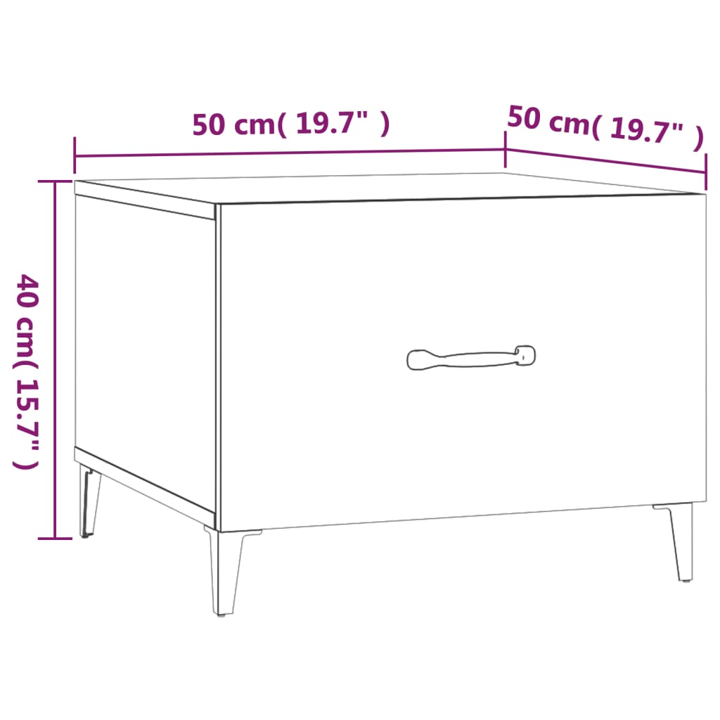 Stolić za kavu s metalnim nogama 2 kom bijeli 50 x 50 x 40 cm