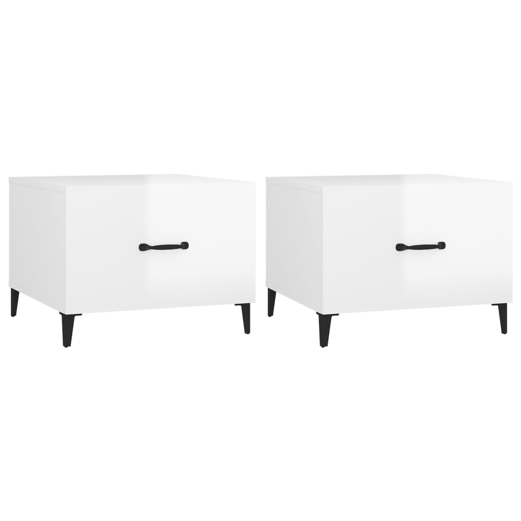 Stolić za kavu s metalnim nogama 2 kom sjajni bijeli 50x50x40cm