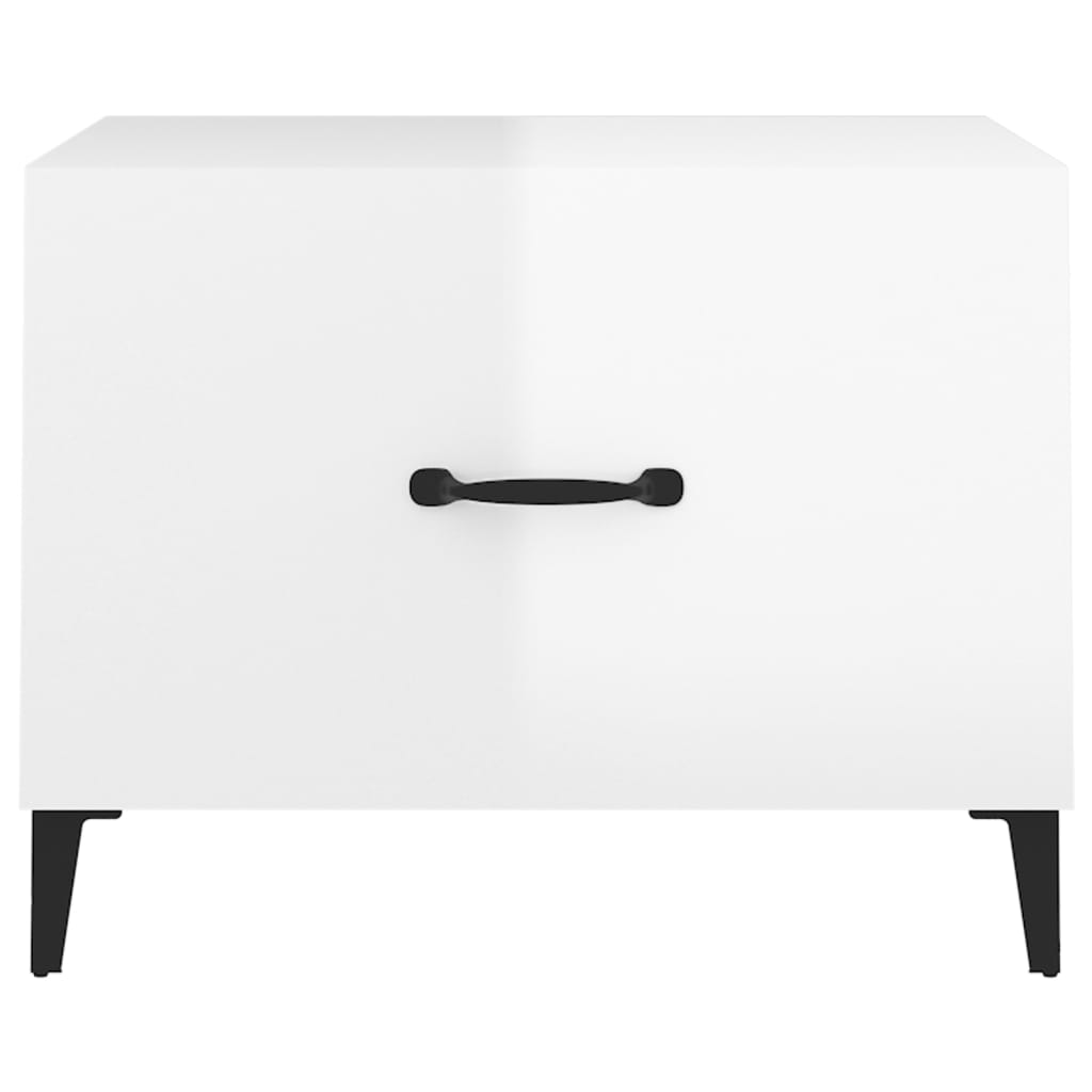 Stolić za kavu s metalnim nogama 2 kom sjajni bijeli 50x50x40cm