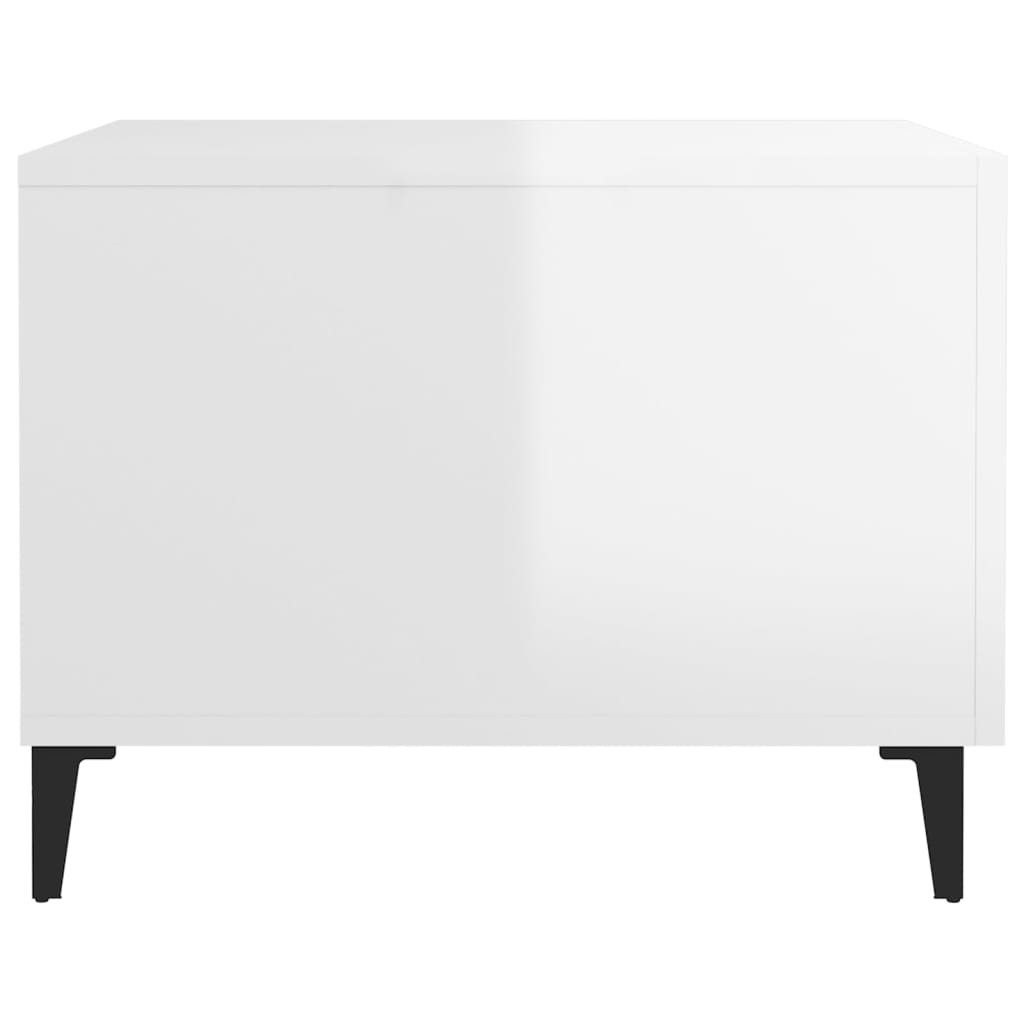 Stolić za kavu s metalnim nogama 2 kom sjajni bijeli 50x50x40cm