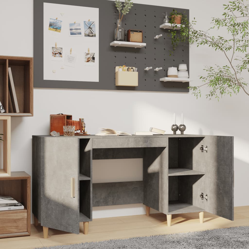 Radni stol boja betona 140 x 50 x 75 cm od konstruiranog drva