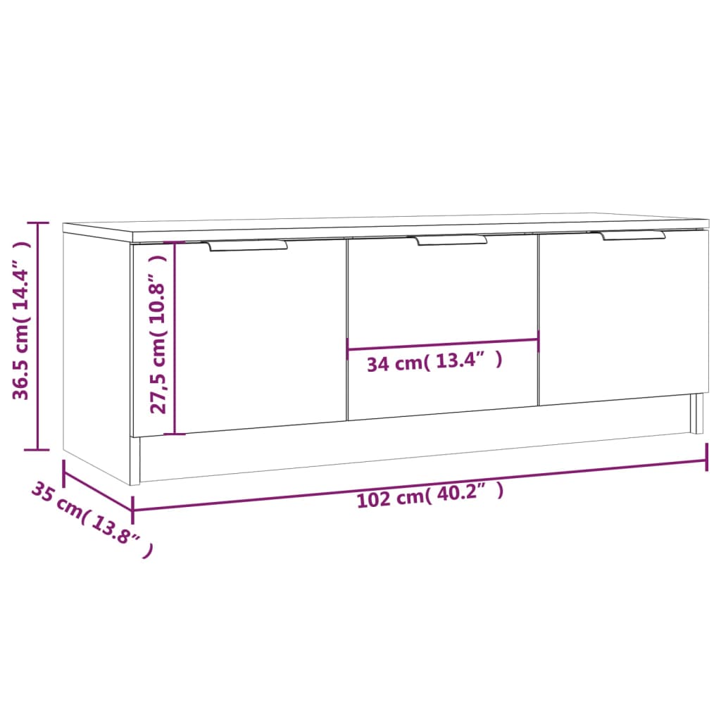 TV ormarić boja hrasta 102 x 35 x 36,5 cm konstruirano drvo
