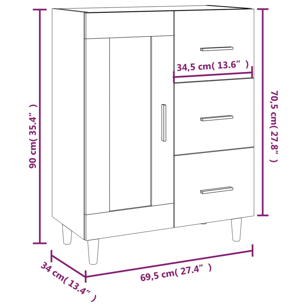 Komoda boja hrasta sonome 69,5 x 34 x 90 cm konstruirano drvo