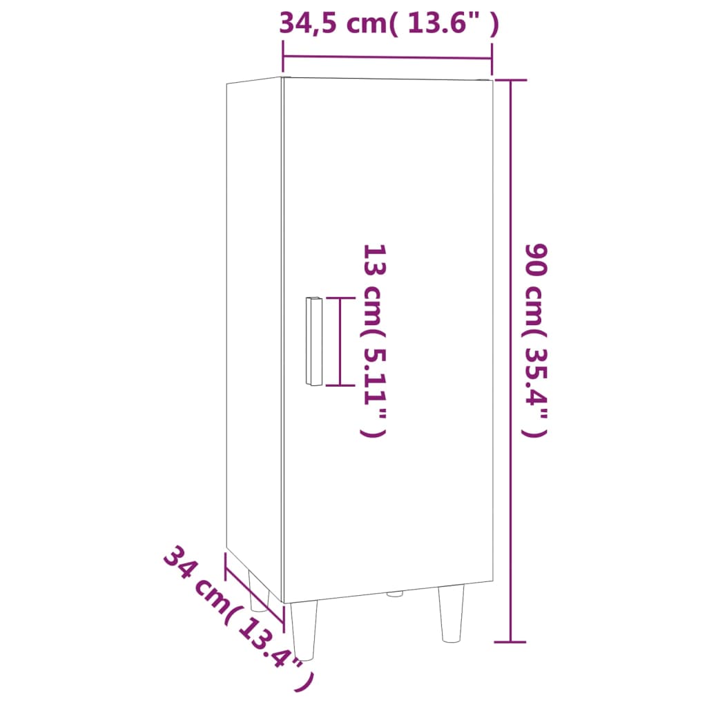 Komoda boja dimljenog hrasta 34,5x34x90 cm konstruirano drvo