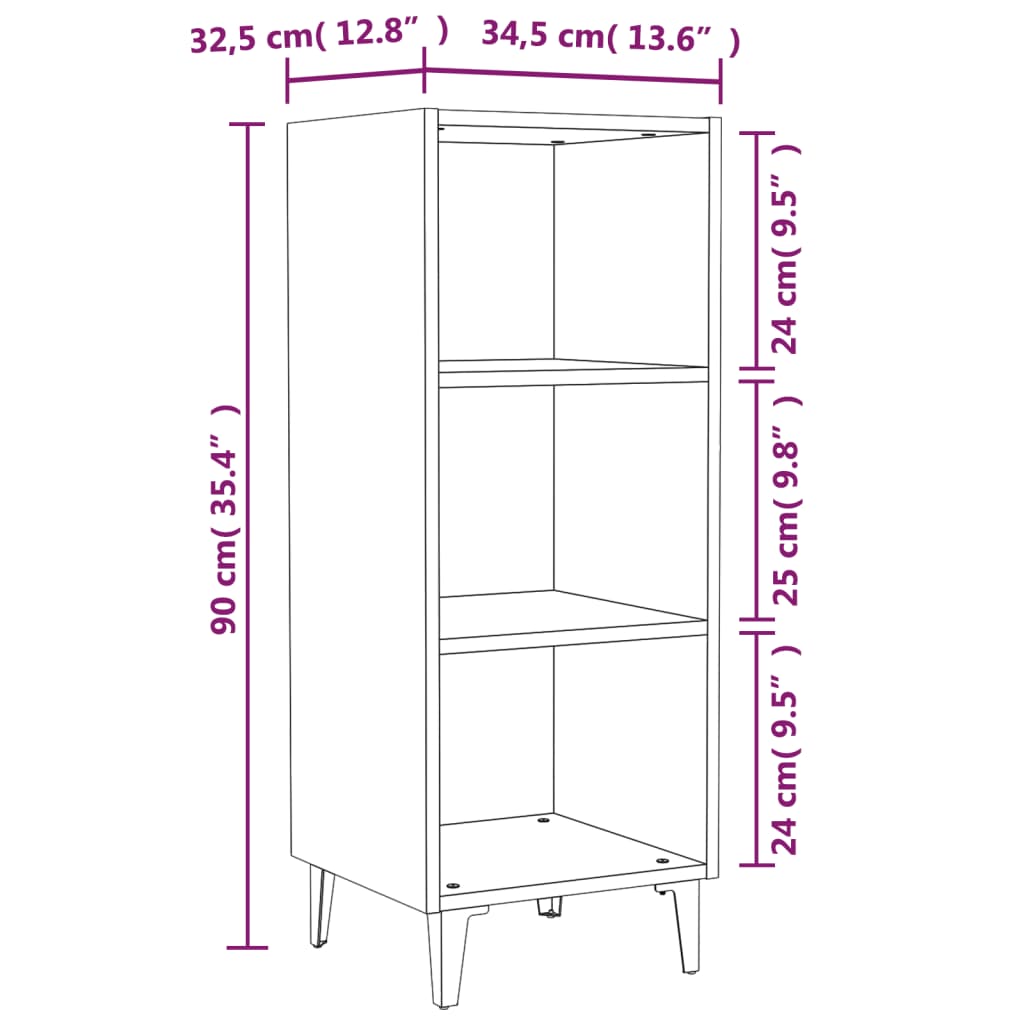 Komoda boja hrasta sonome 34,5x32,5x90 cm konstruirano drvo
