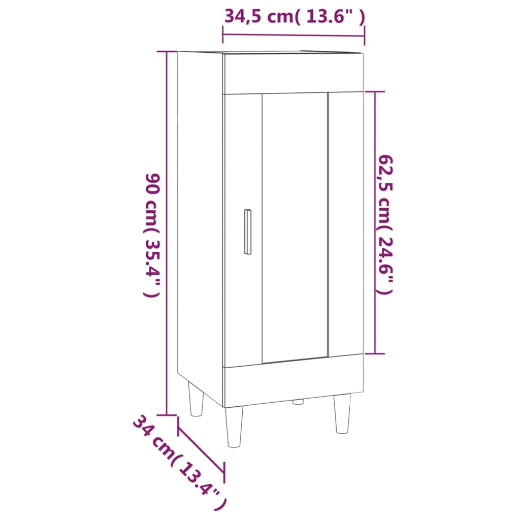 Komoda boja dimljenog hrasta 34,5x34x90 cm konstruirano drvo