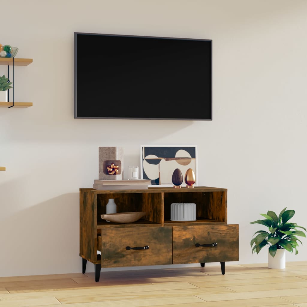 TV ormarić dimljeni hrast 80 x 36 x 50 cm konstruirano drvo