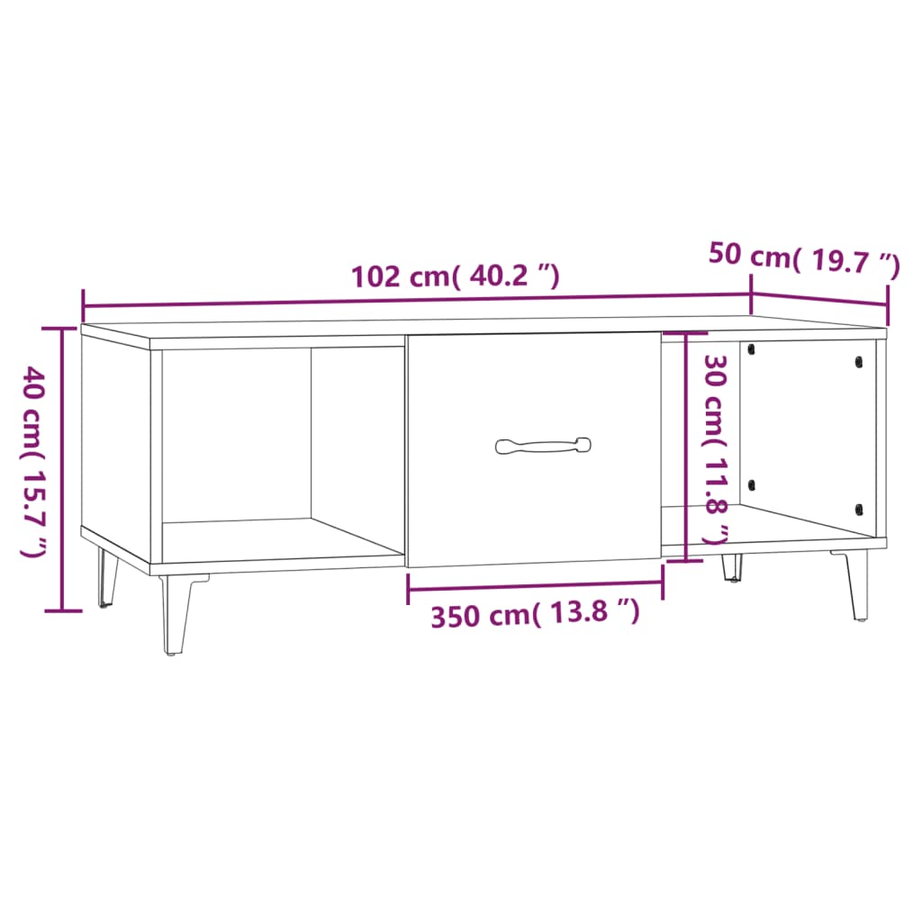 Stolić za kavu boja smeđeg hrasta 102x50x40cm konstruirano drvo