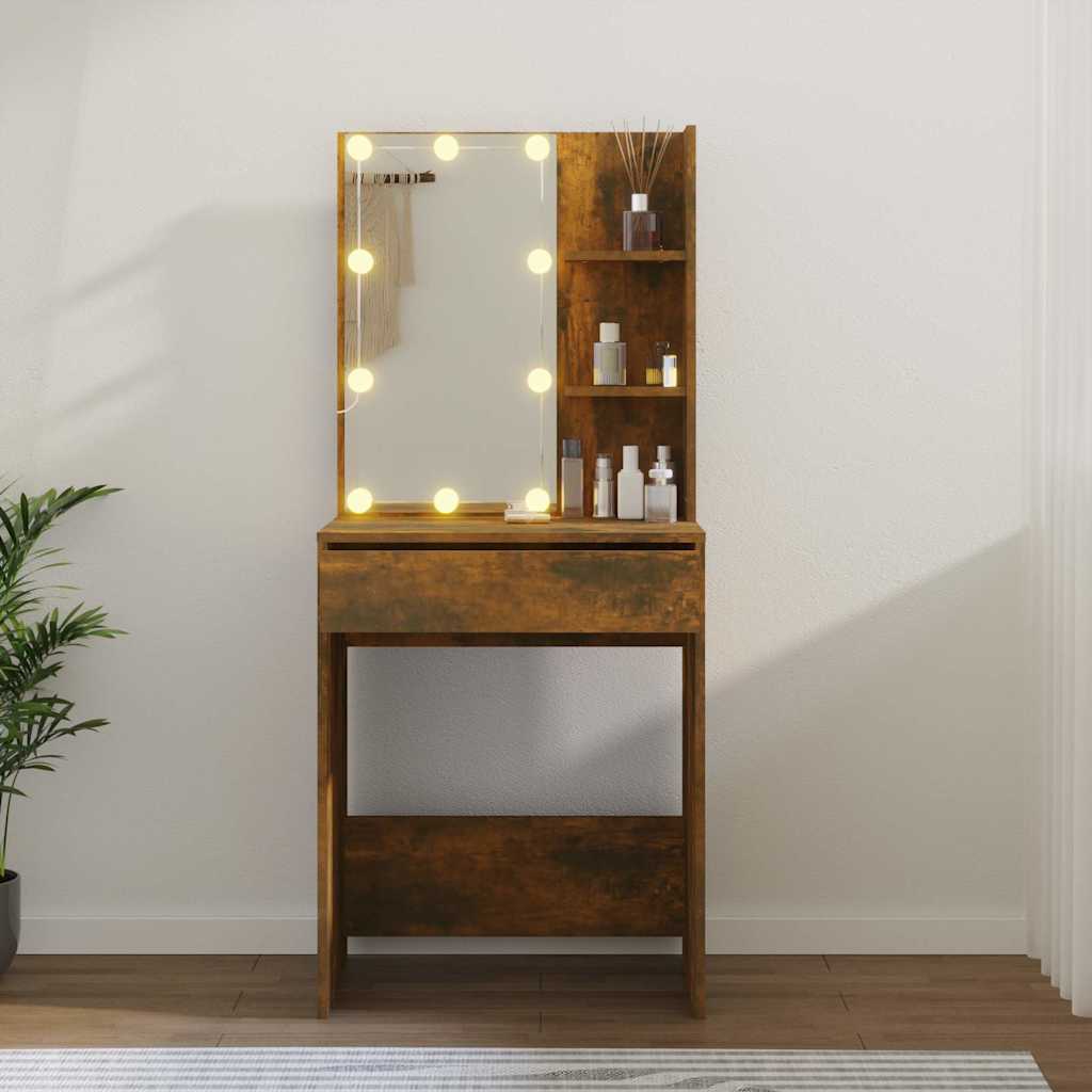 Toaletni stolić LED boja dimljenog hrasta 60 x 40 x 140 cm