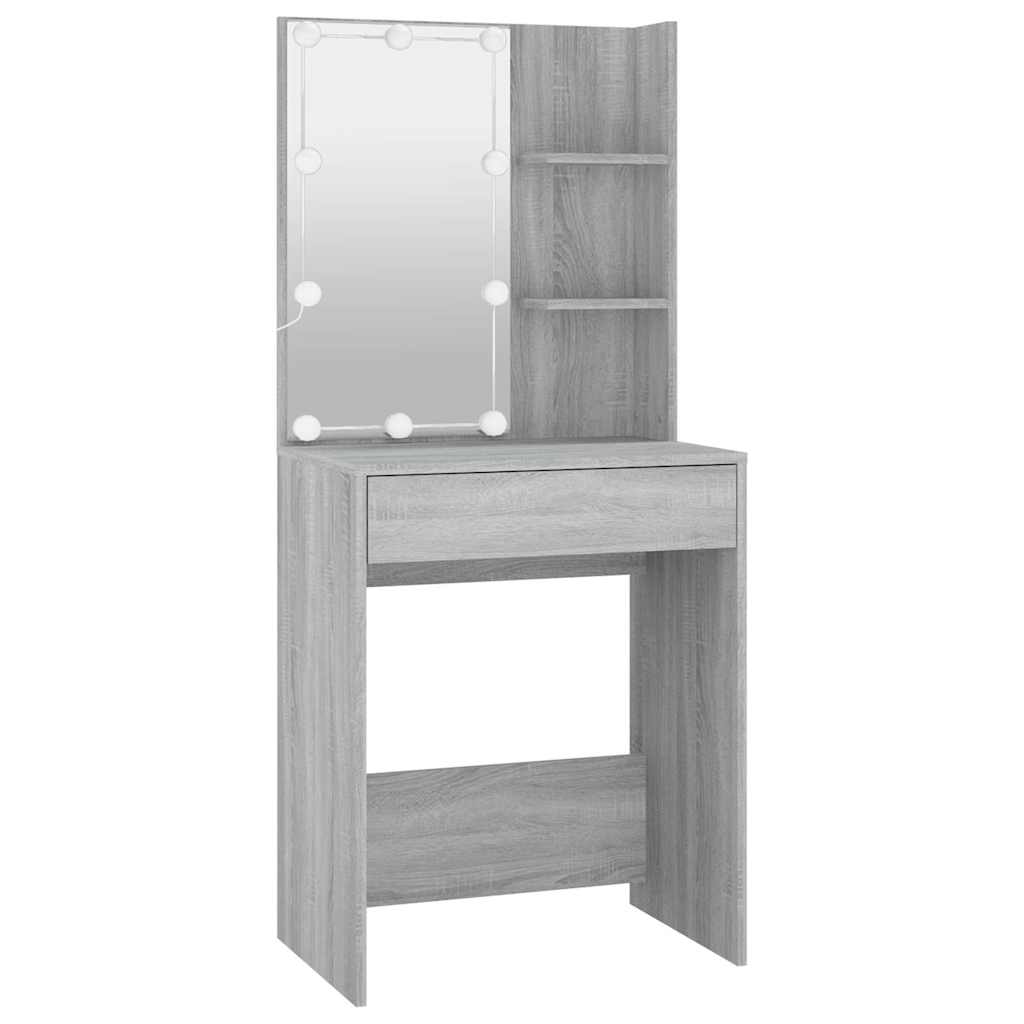 Toaletni stolić s LED svjetlima boja hrasta sonome 60x40x140 cm