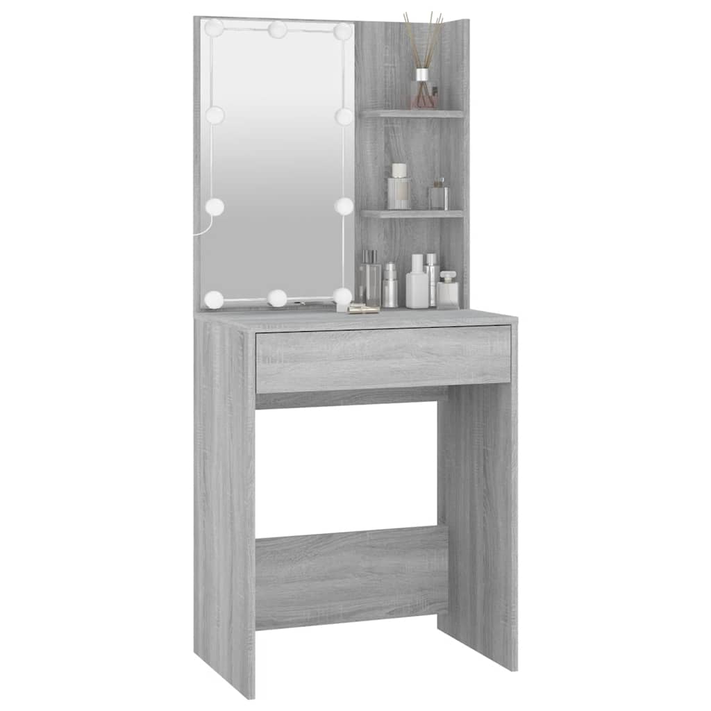Toaletni stolić s LED svjetlima boja hrasta sonome 60x40x140 cm