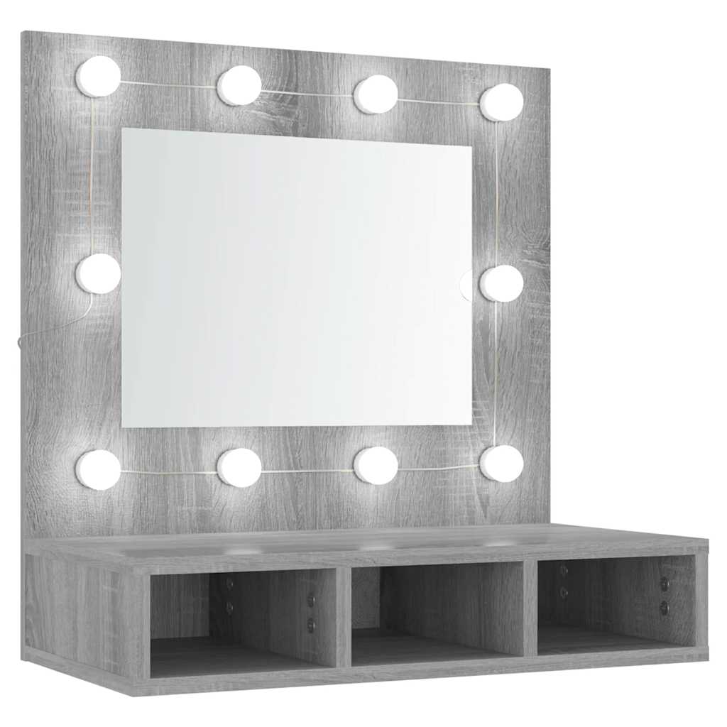 Ormarić s ogledalom LED boja hrasta sonome 60x31,5x62 cm