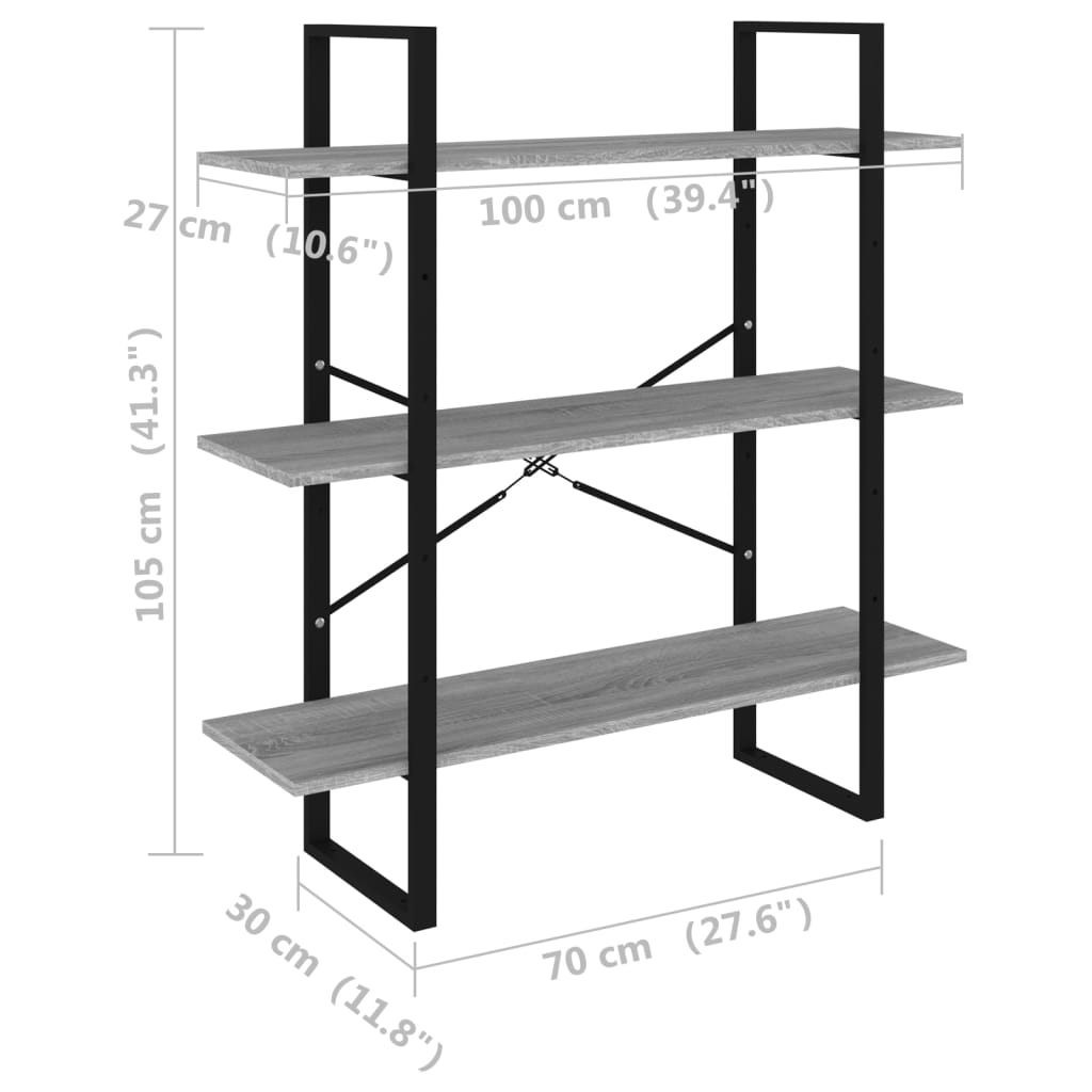 Ormarić za knjige boja hrasta 100x30x105 cm konstruirano drvo