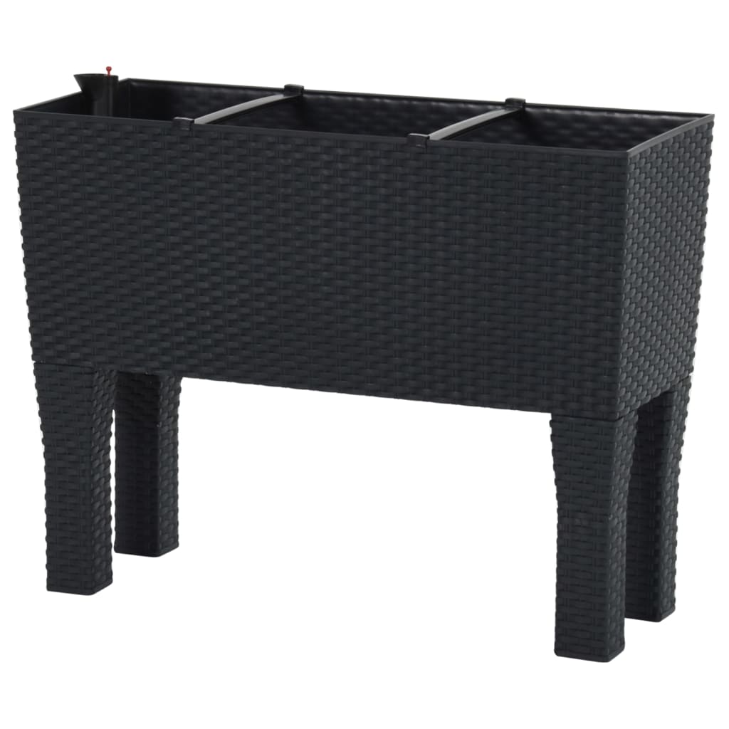 Povišena vrtna gredica antracit 60 x 25 x 46 cm PP ratan