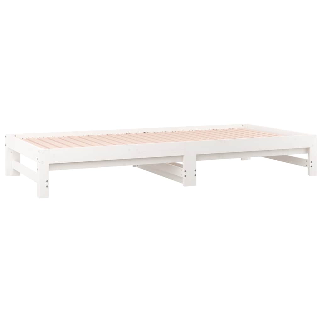 Dnevni ležaj na izvlačenje bijeli 2x(90x200)cm masivna borovina