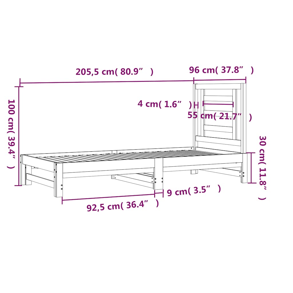 Dnevni ležaj na izvlačenje bijeli 2x(90x200)cm masivna borovina