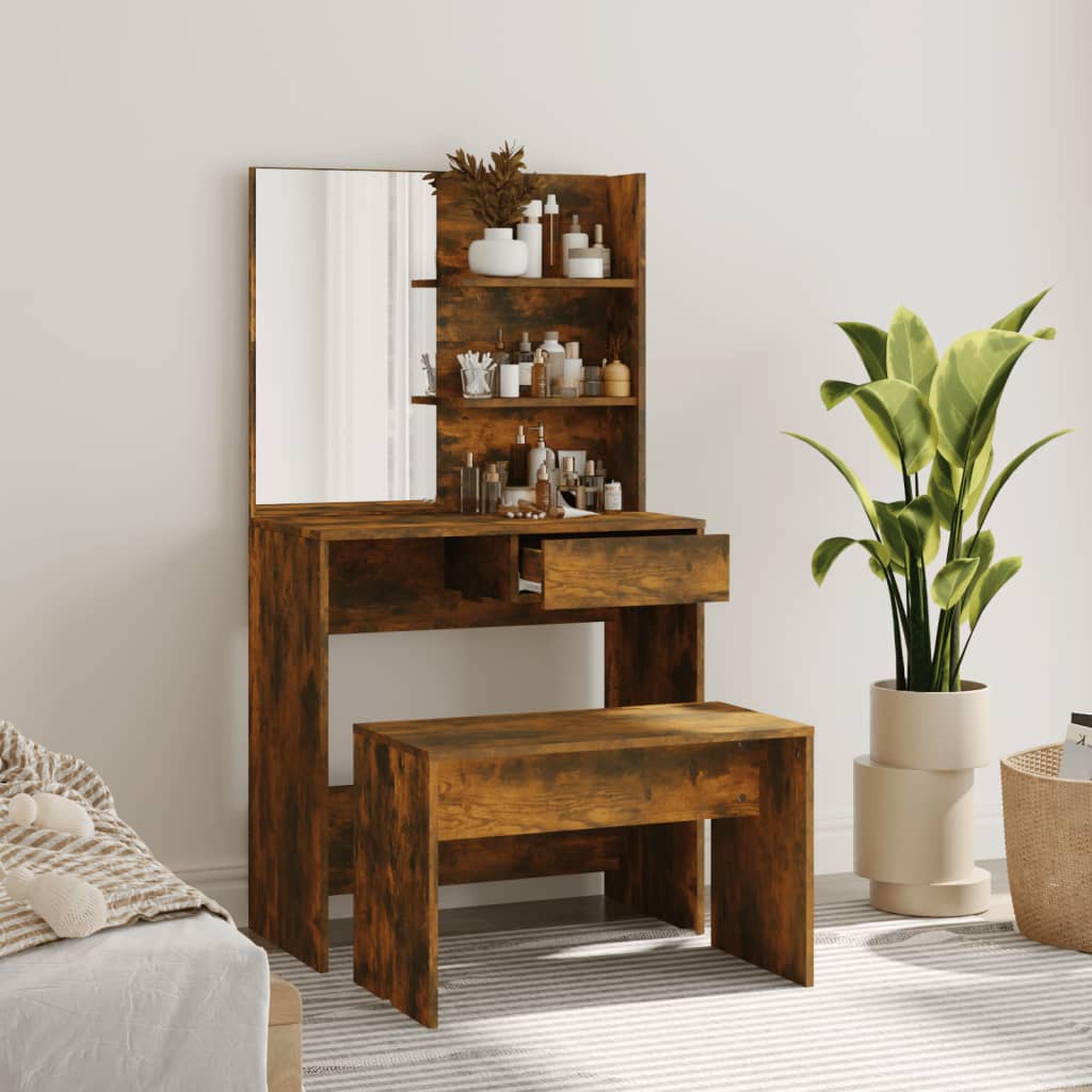 Set toaletni stolić boja dimljenog hrasta 74,5x40x141 cm
