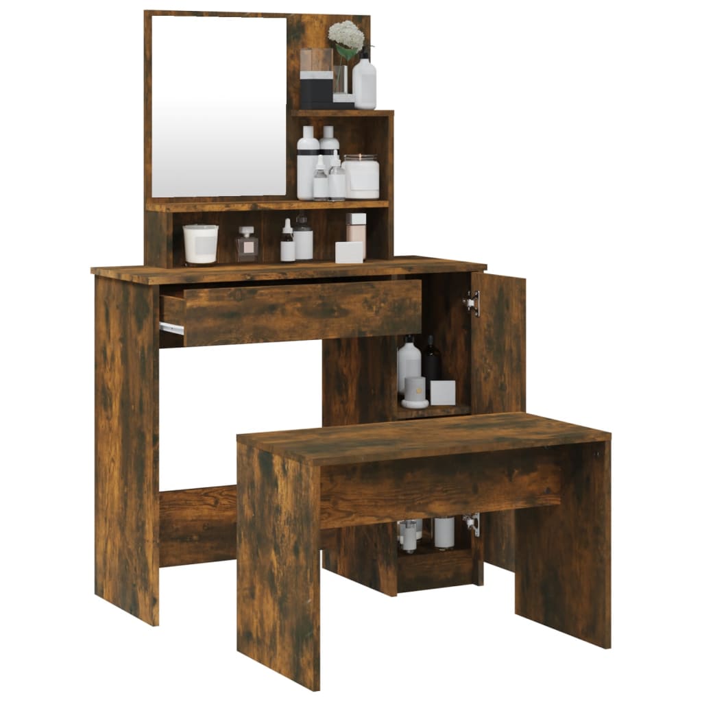 Set toaletni stolić boja dimljenog hrasta 86,5x35x136 cm