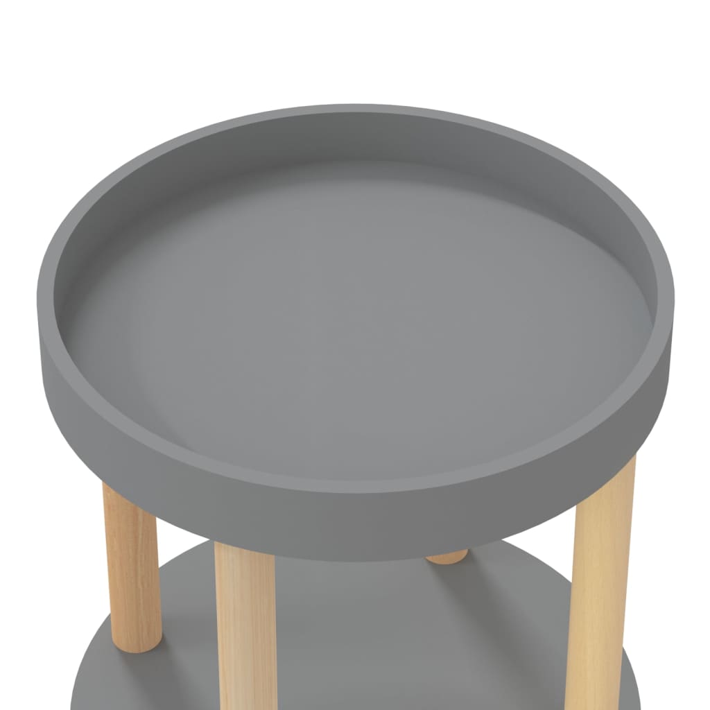 Kolica na 3 razine sivi 38 x 38 x 82 cm od drva i borovine