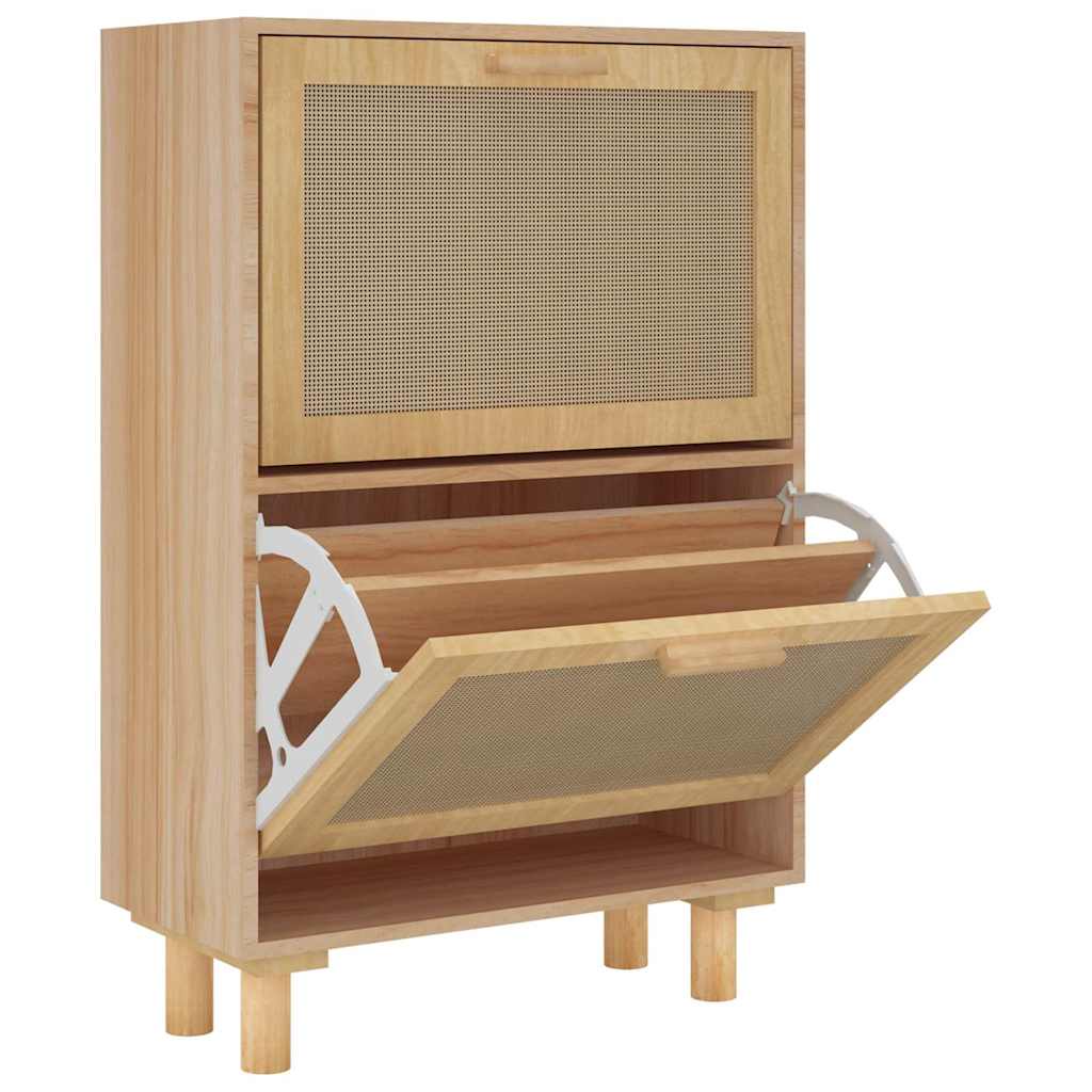 Ormarić za cipele smeđi 52 x 25 x 80 cm drvo i prirodni ratan