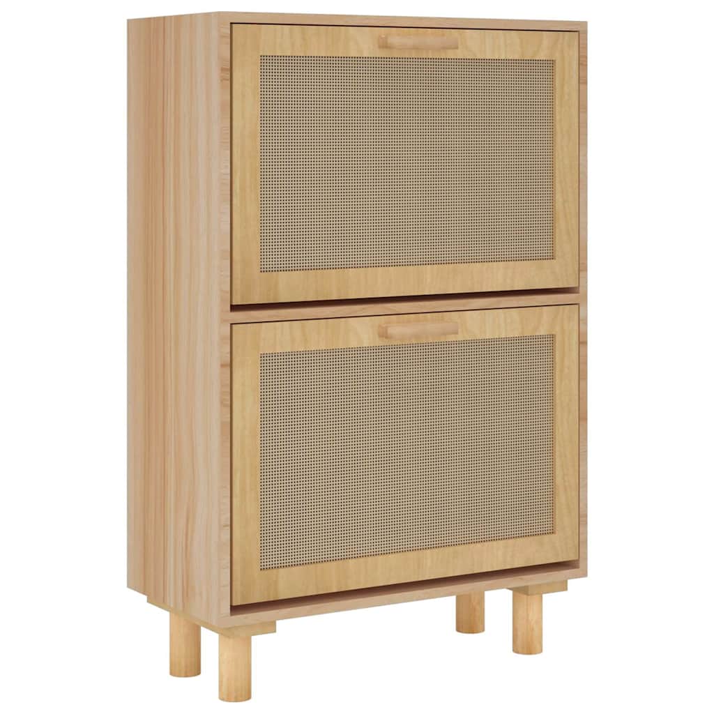 Ormarić za cipele smeđi 52 x 25 x 80 cm drvo i prirodni ratan
