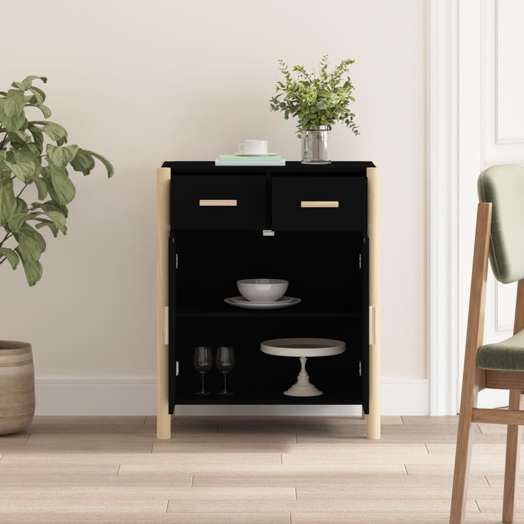 Komoda crna 62 x 38 x 75 cm od konstruiranog drva