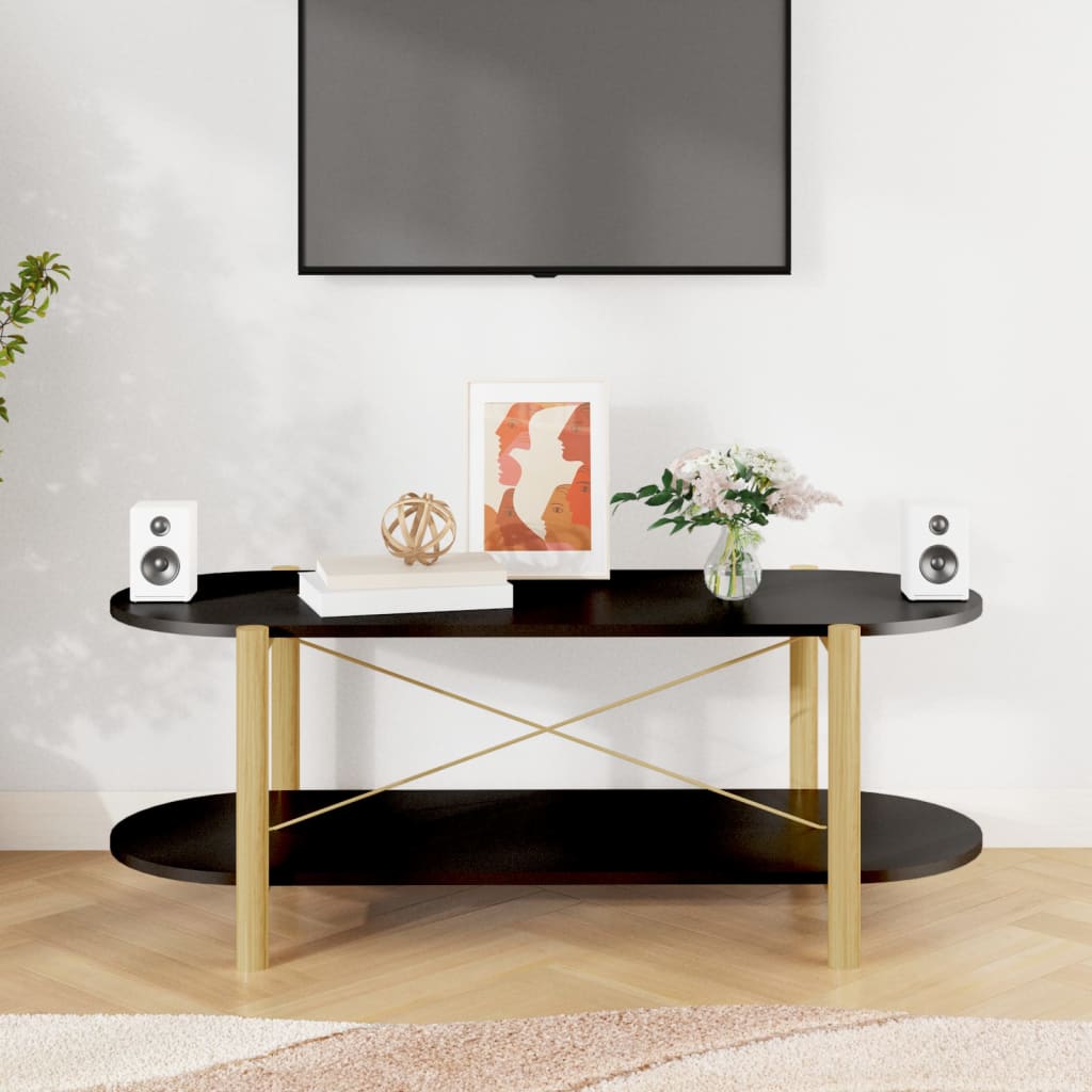 Stolić za kavu crni 110 x 48 x 40 cm od konstruiranog drva
