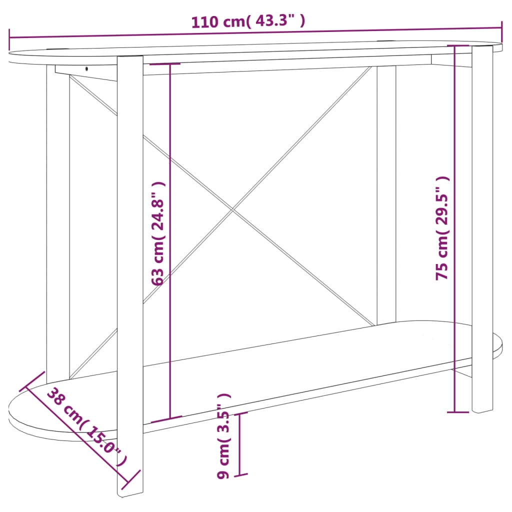 Konzolni stol 110x38x75 cm od konstruiranog drva