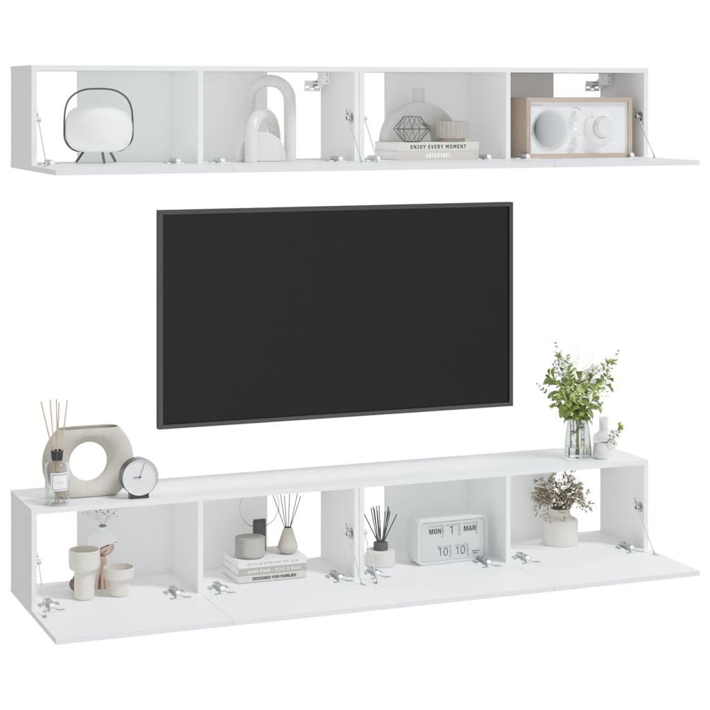 Zidni TV ormarići 4 kom bijeli 100 x 30 x 30 cm