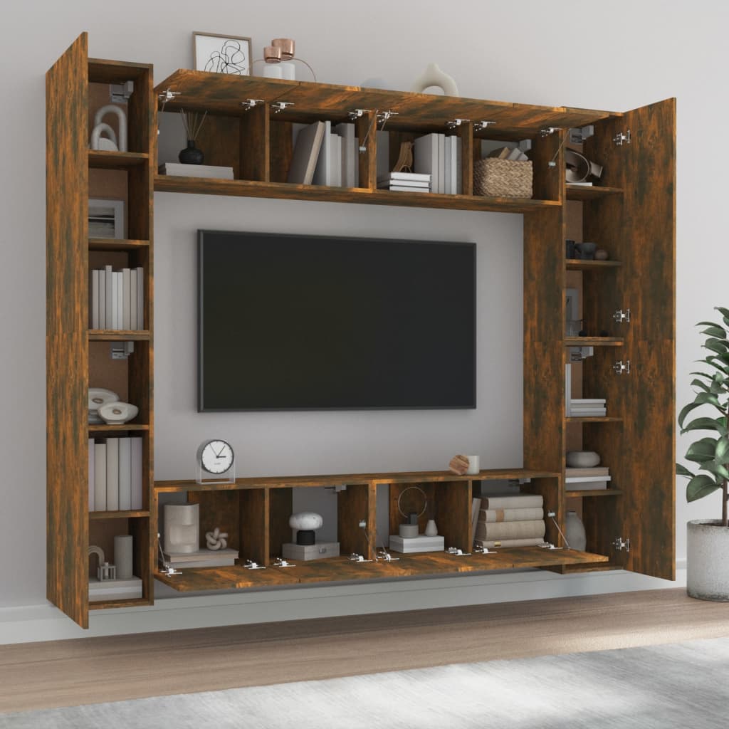 8-dijelni set TV ormarića boja dimljenog hrasta drveni