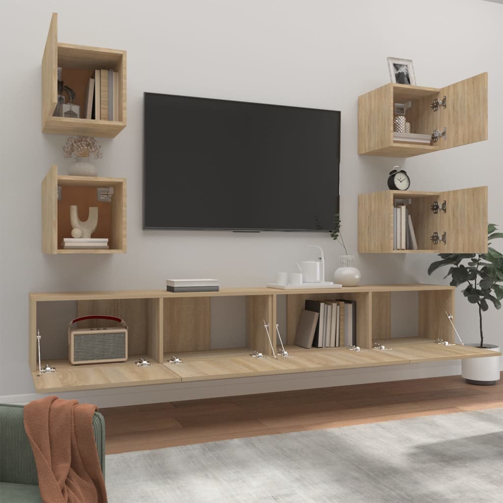 6-dijelni set TV ormarića boja hrasta sonome konstruirano drvo