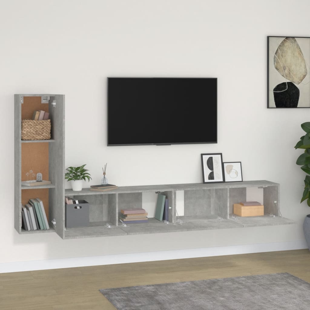3-dijelni set TV ormarića siva betona konstruirano drvo