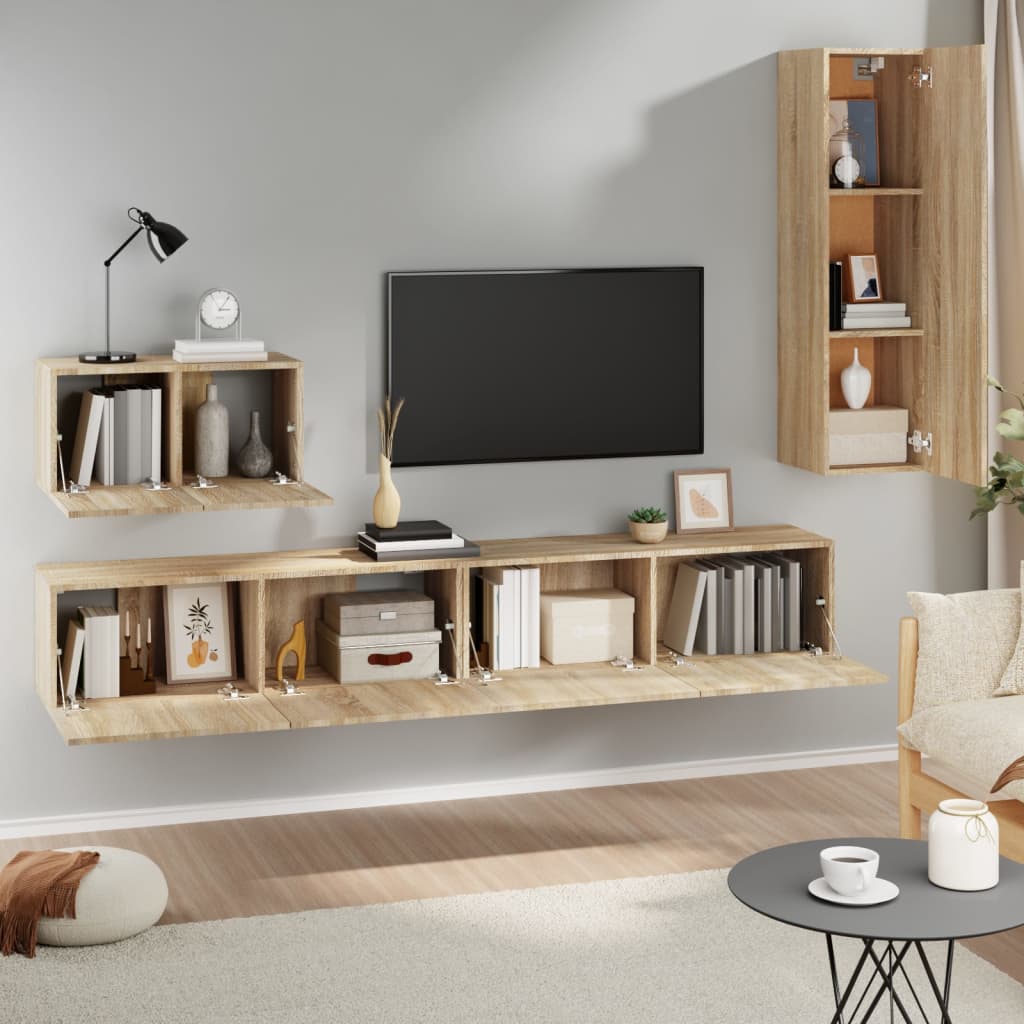 4-dijelni set TV ormarića boja hrasta sonome konstruirano drvo
