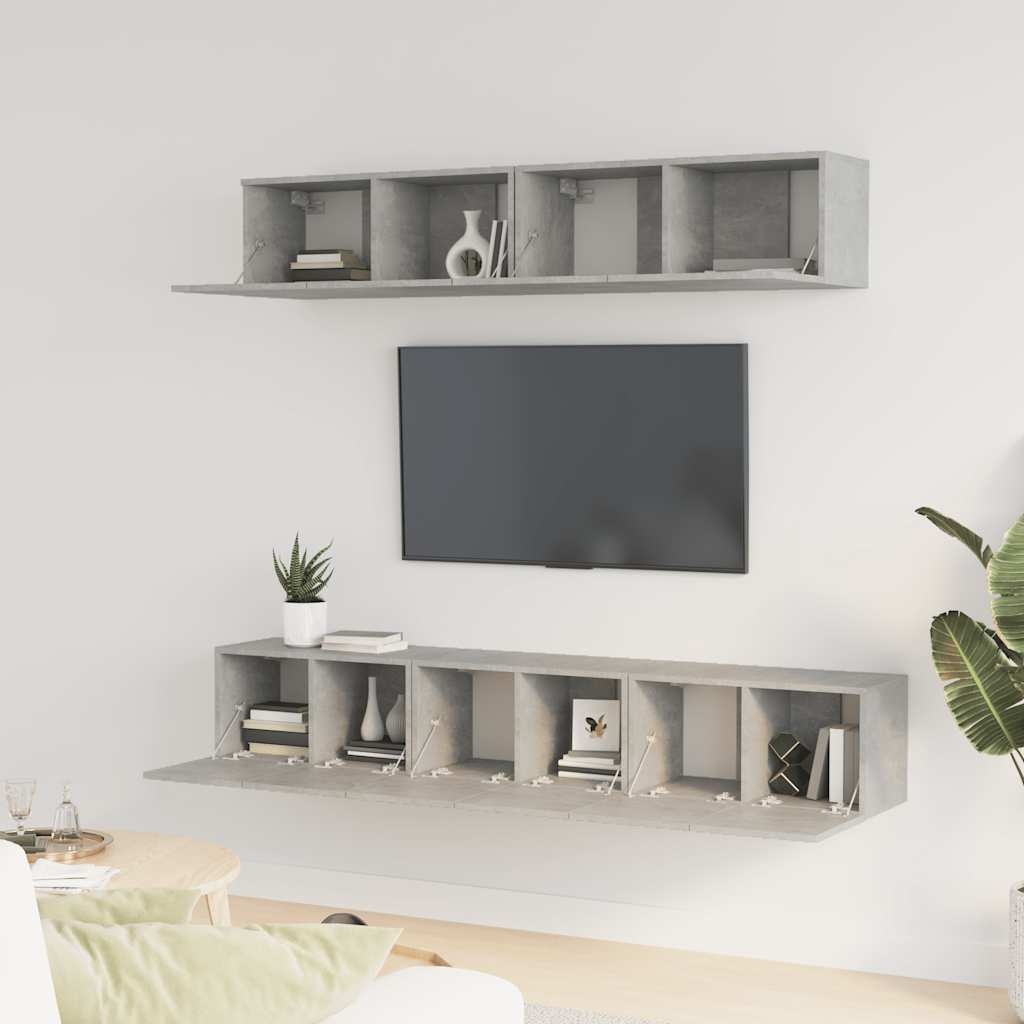 5-dijelni set TV ormarića siva betona konstruirano drvo