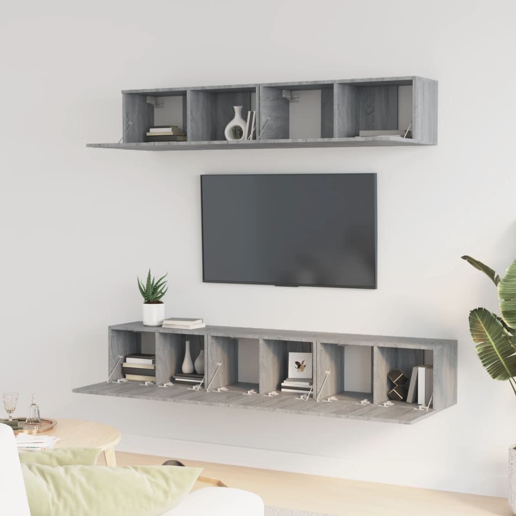 5-dijelni set TV ormarića sivog sonome konstruirano drvo
