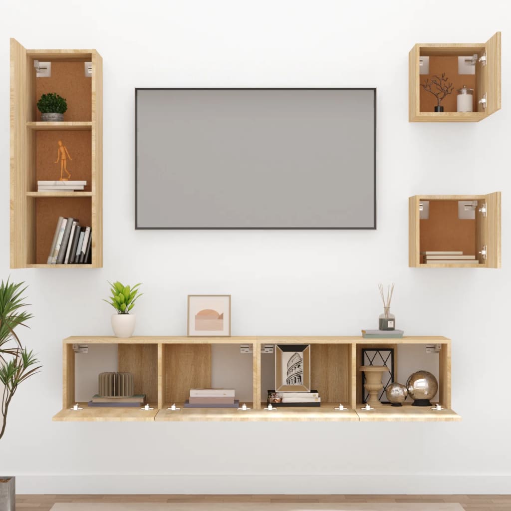 5-dijelni set TV ormarića boja hrasta sonome konstruirano drvo